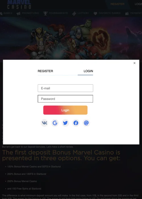 Anmeldung Marvel Casino