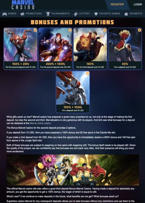 Bonuses Marvel Casino