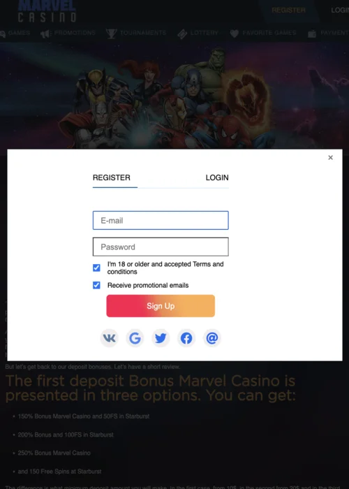 Verifikation Marvel Casino